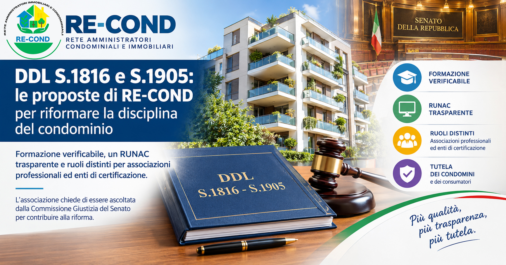 DDL S.1816 e S.1905: le proposte di RE-COND per riformare la disciplina del condominio